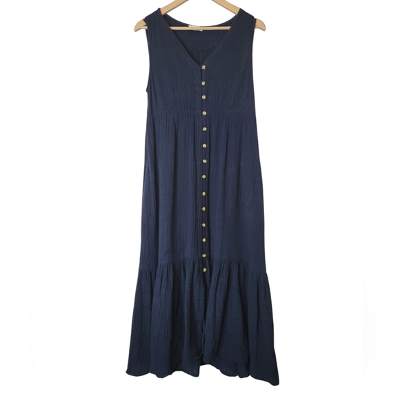 BEACHLUNCHLOUNGE Lexa Midi Dress Navy, size M - Picture 12 of 13